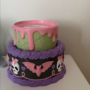 Pink and Green Drip Skull and Bat Decor